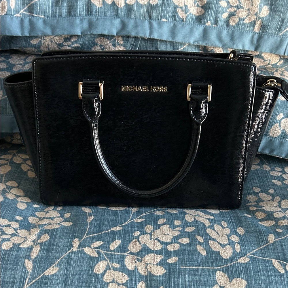 NWOT Michael Kors Glossy Black Satchel